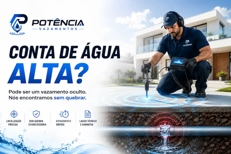 Potência Vazamentos localizando vazamento oculto responsável por conta de água alta