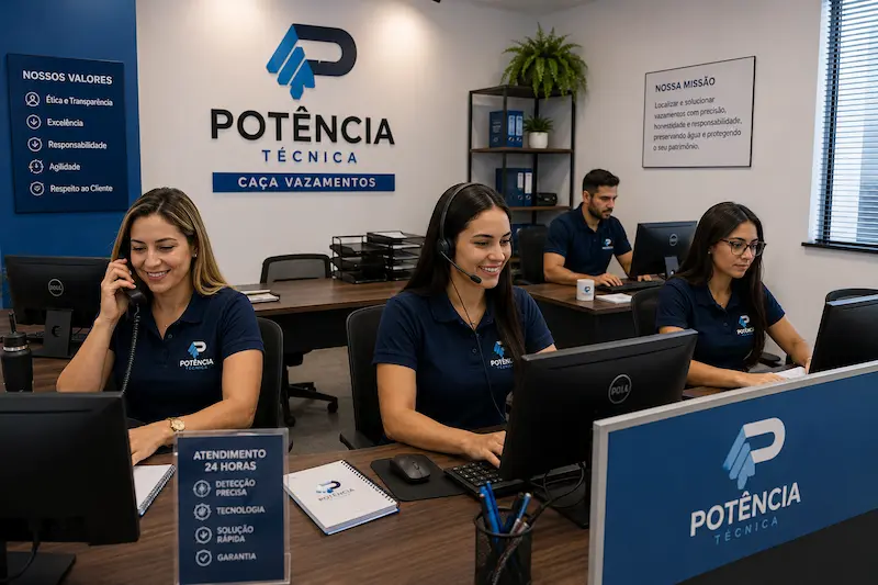 Equipe de atendimento da Potência Vazamentos