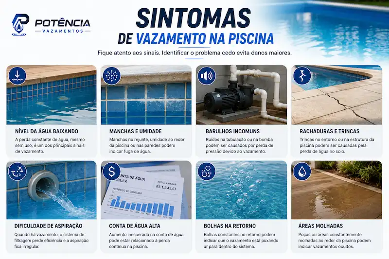 Principais sintomas de vazamento em piscina